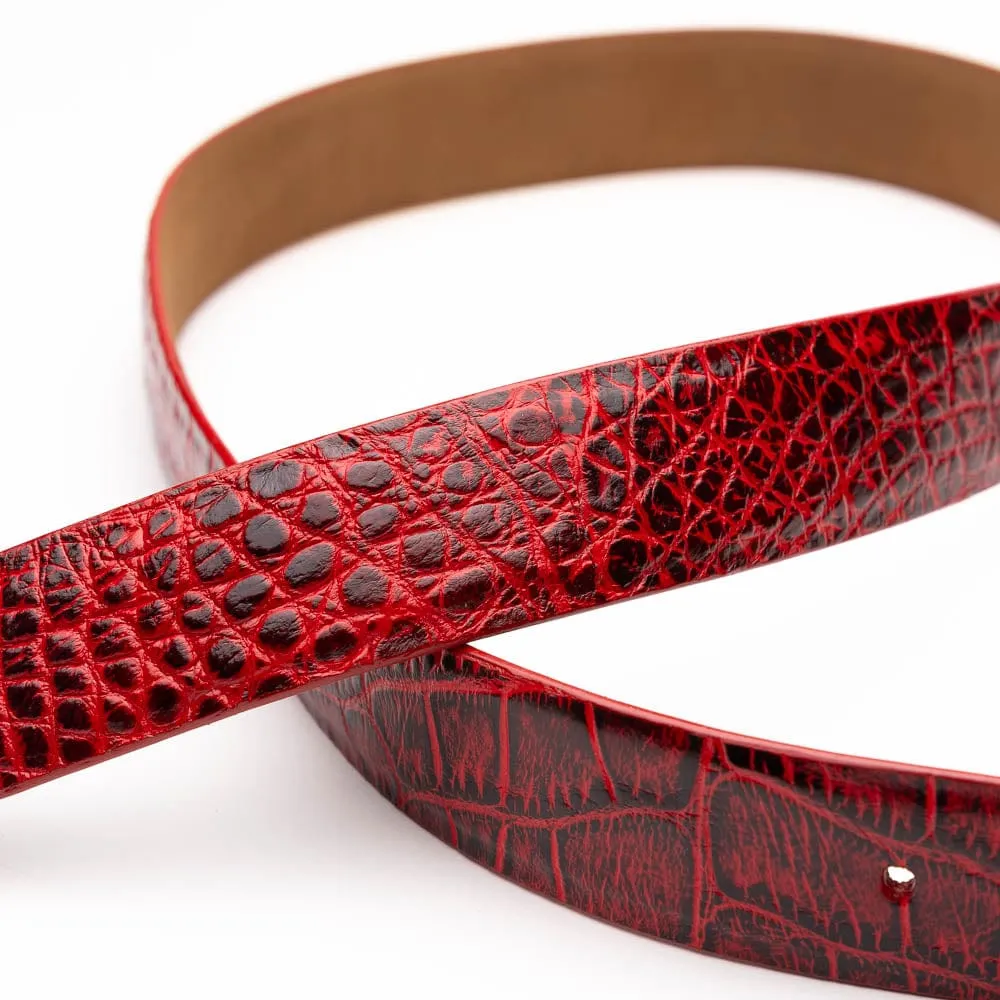 Dual Tone Gloss Line Emilio Belt Antique Red