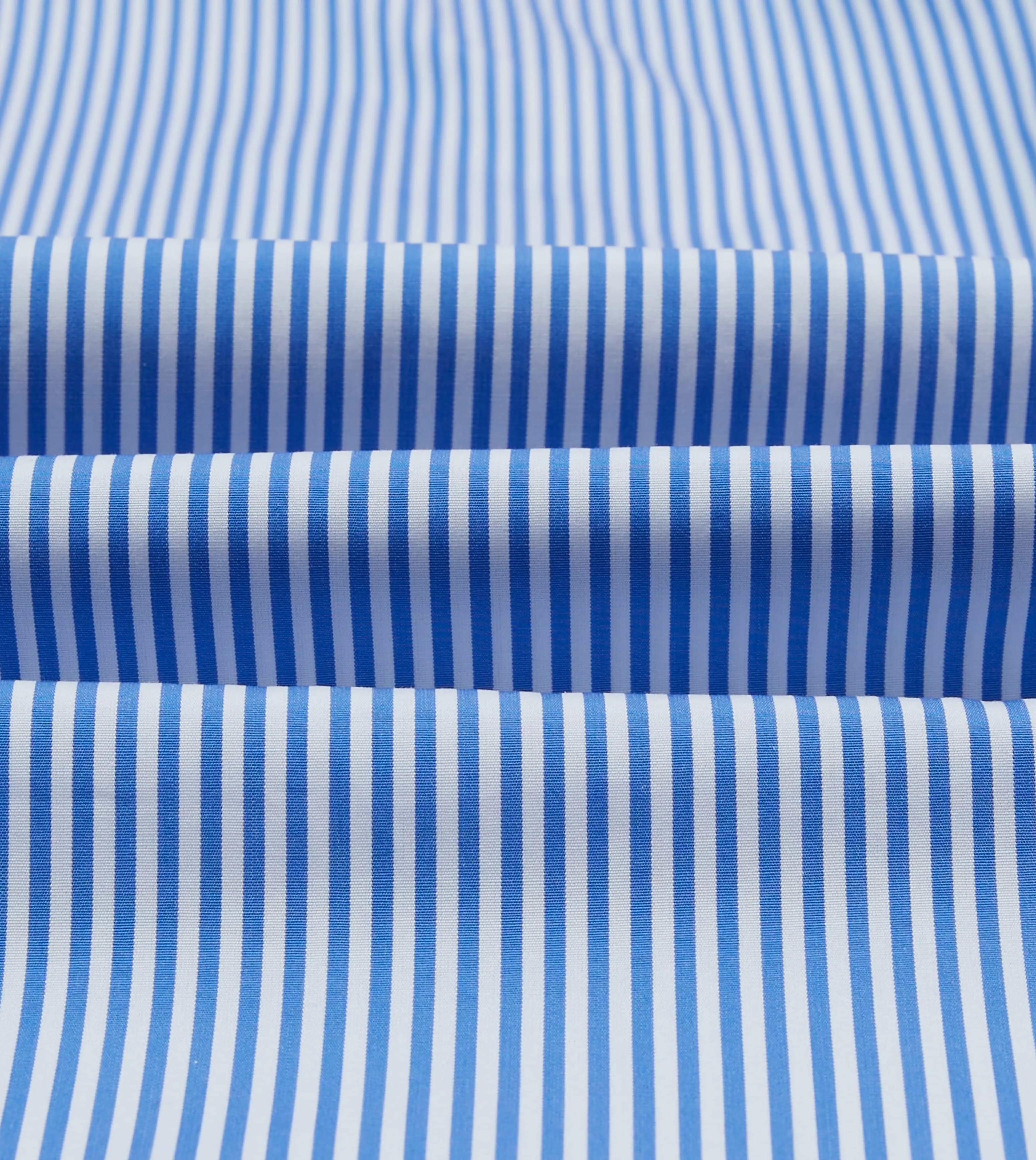 Dark Blue and White Bengal Stripe Spread Collar Cotton Poplin Shirt Mountain Retreat Matte Finish