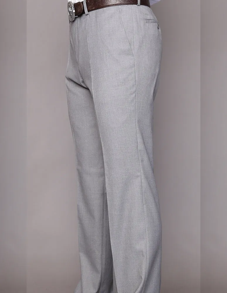 GREY MODERN FIT FLAT FRONT DRESS PANTS Easy Fit Weekend Wear