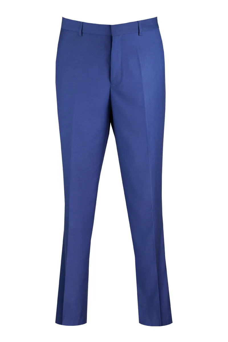 Slim Stretch Fit Medusa Collection: Wool Feel Modern Fit Dress Pants in Blue