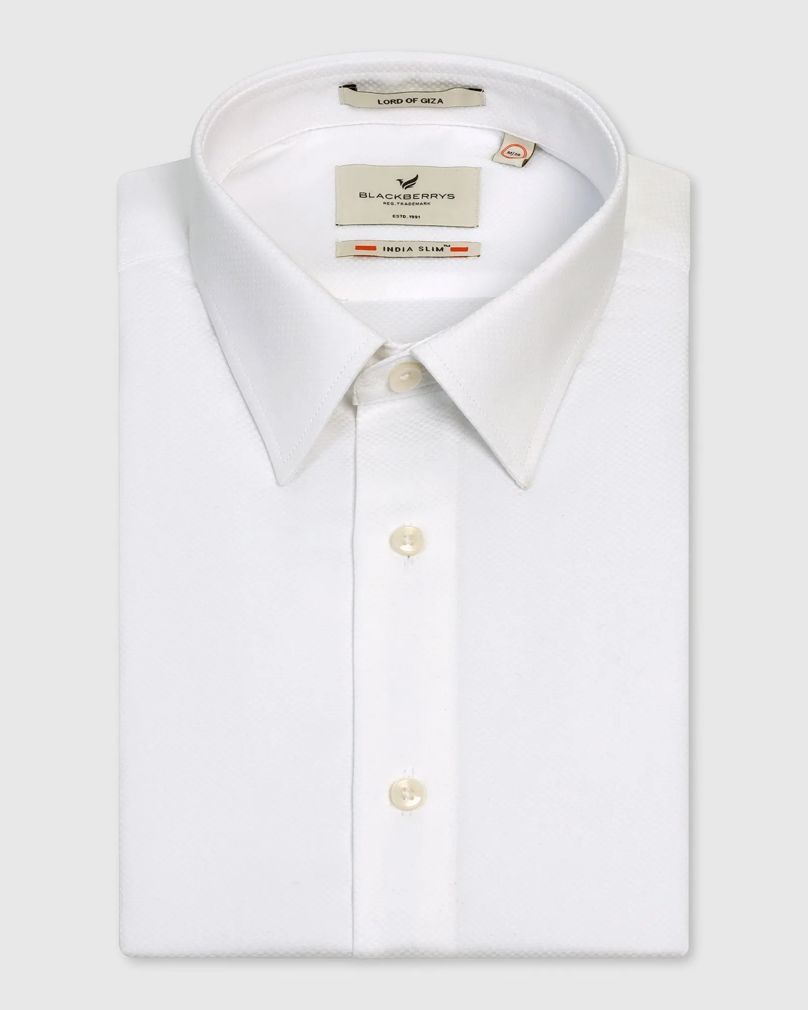 Formal Half Sleeve White Textured Shirt - Noir Comfortable Fabric