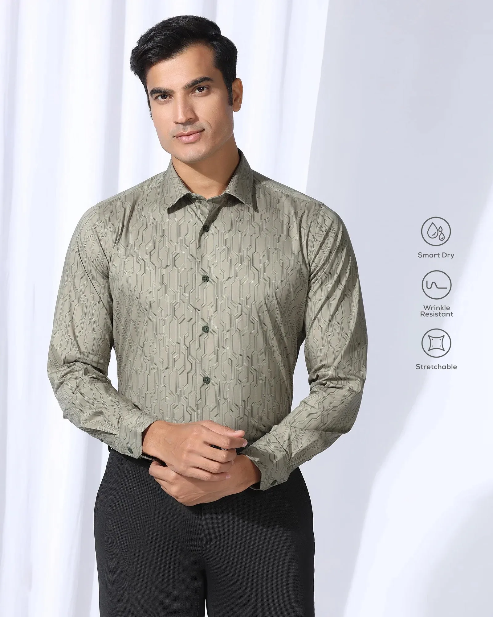 Street Fashion TechPro Formal Green Printed Shirt - Blade