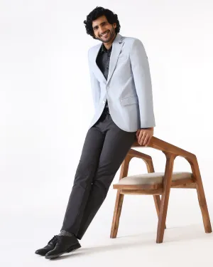 Unisex Casual Fit Winter Fashion Formal Blue Textured Blazer - Barca