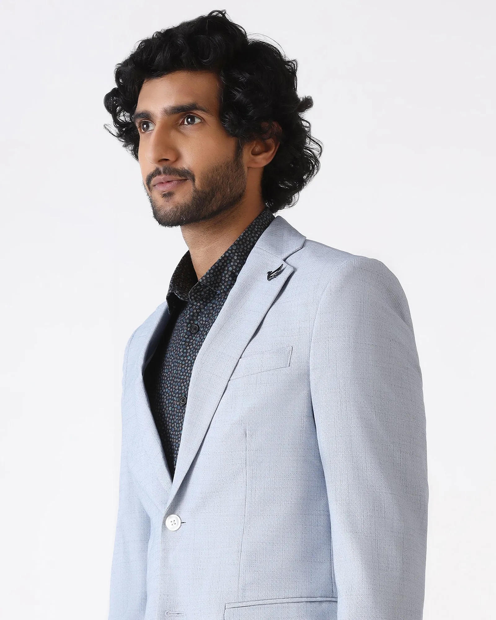 Formal Blue Textured Blazer - Barca Teflon Coated Tear Resistant Material