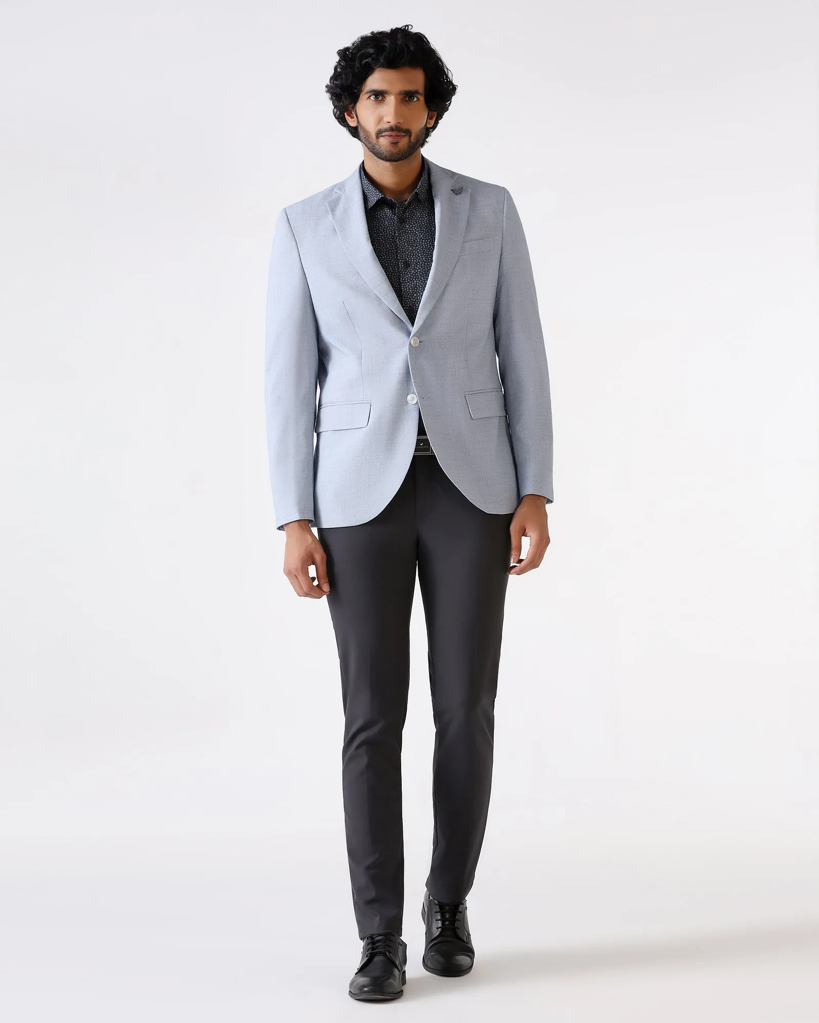 Formal Blue Textured Blazer - Barca New Cut Auxiliary Attachment Points