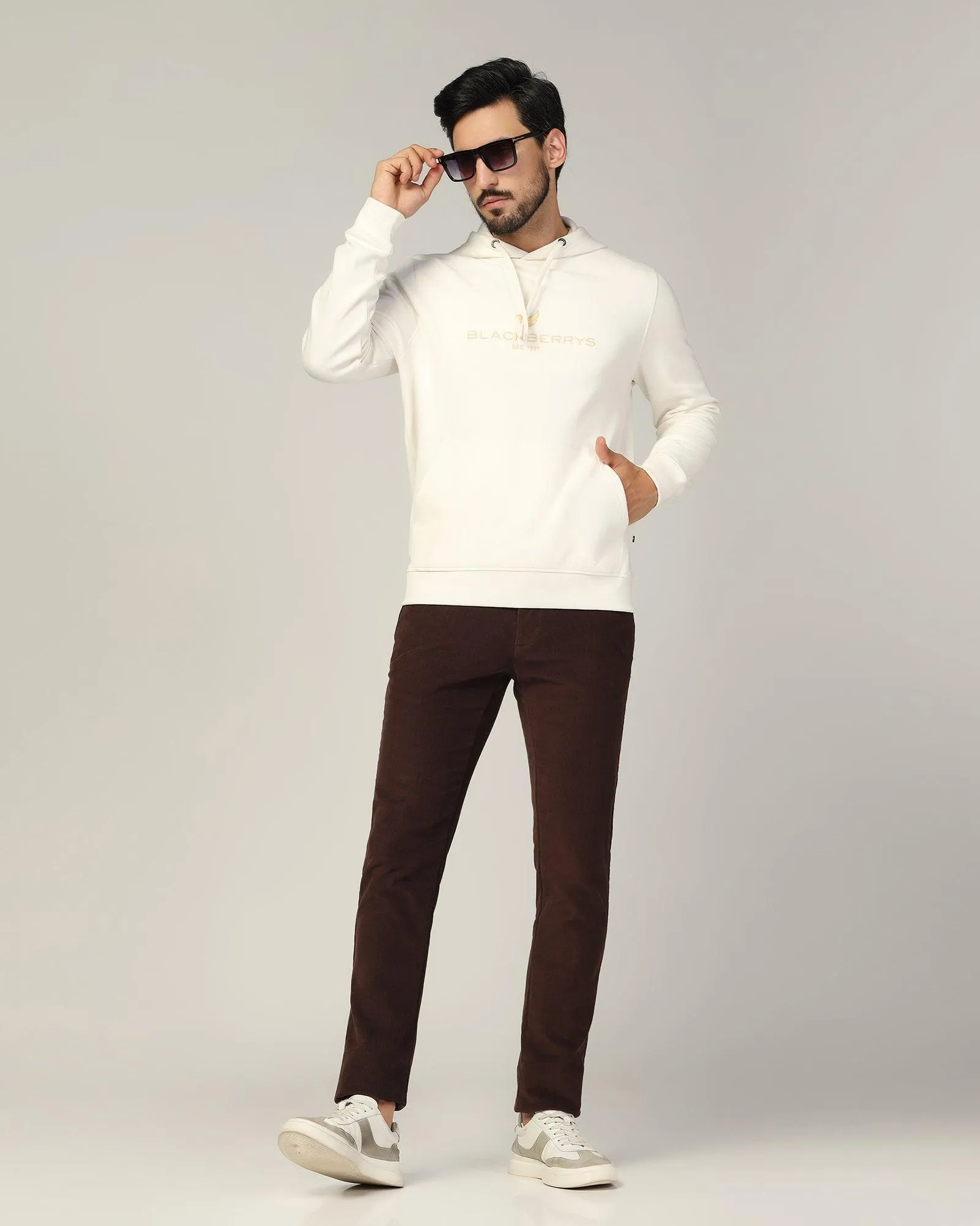 Hoodie Off White Solid Sweatshirt - Feb Casual Skirt Street Wear