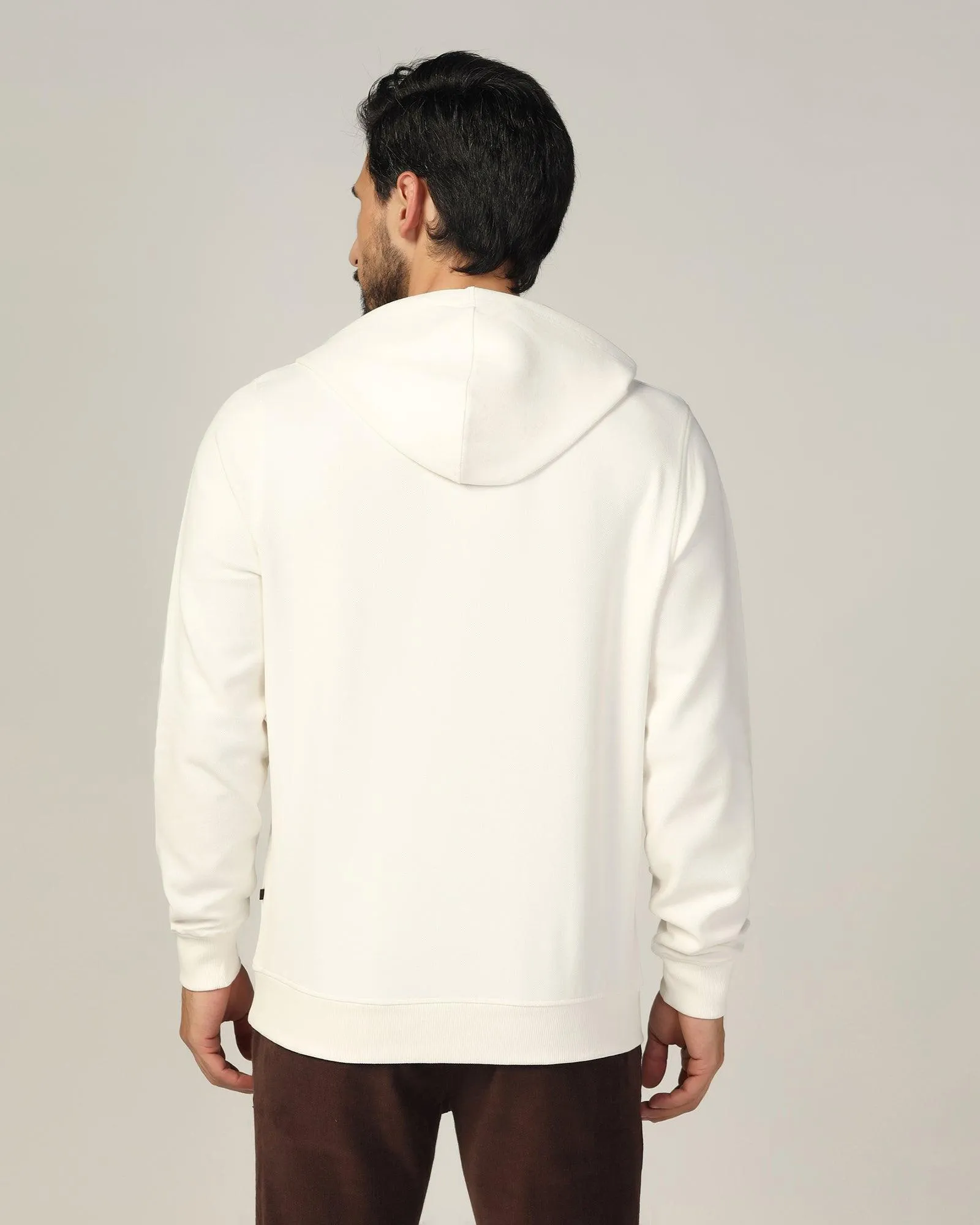 Hoodie Off White Solid Sweatshirt - Feb athletic shoes