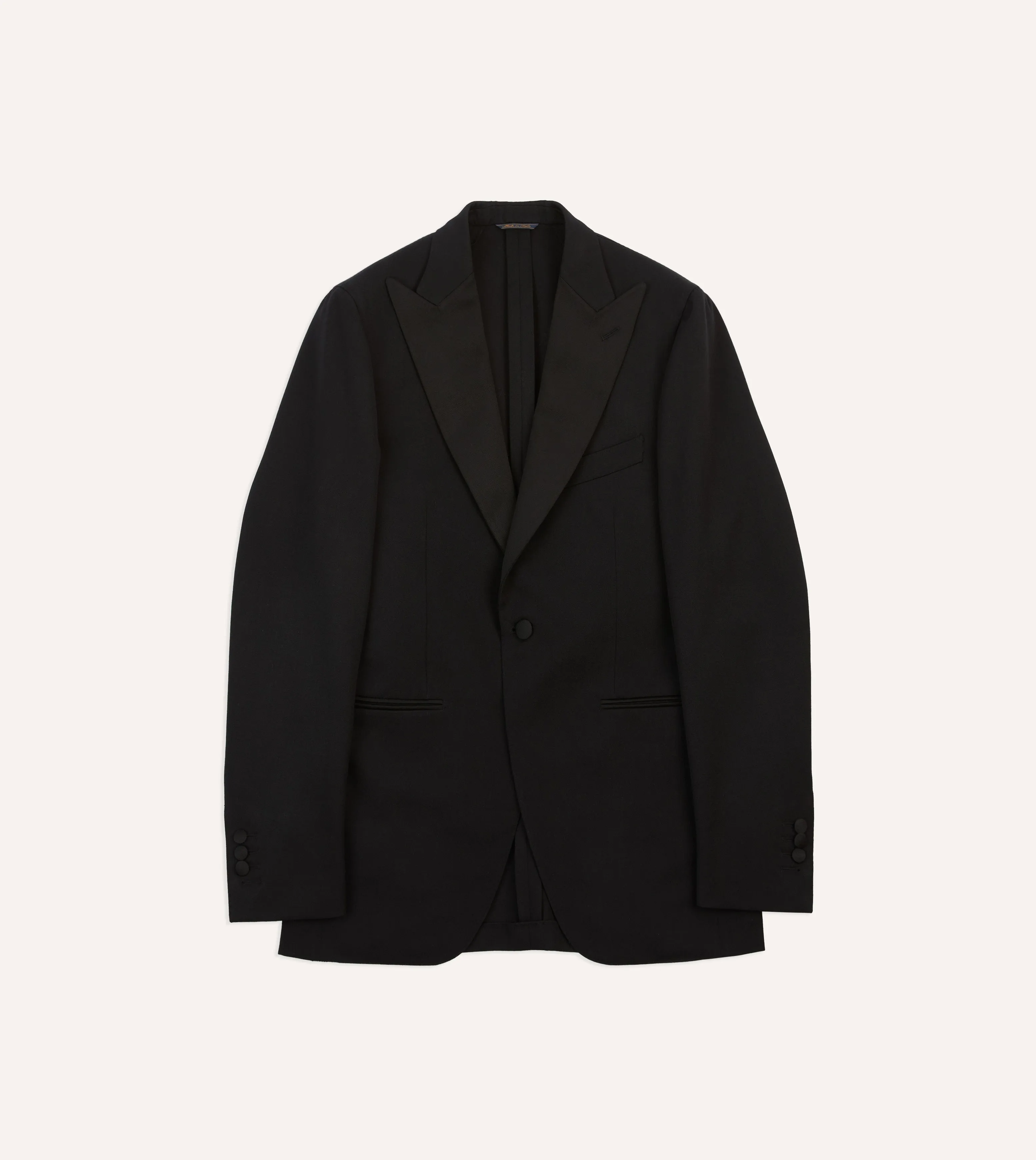 Noise Reduciting Fabric Black Barathea Wool Dinner Jacket