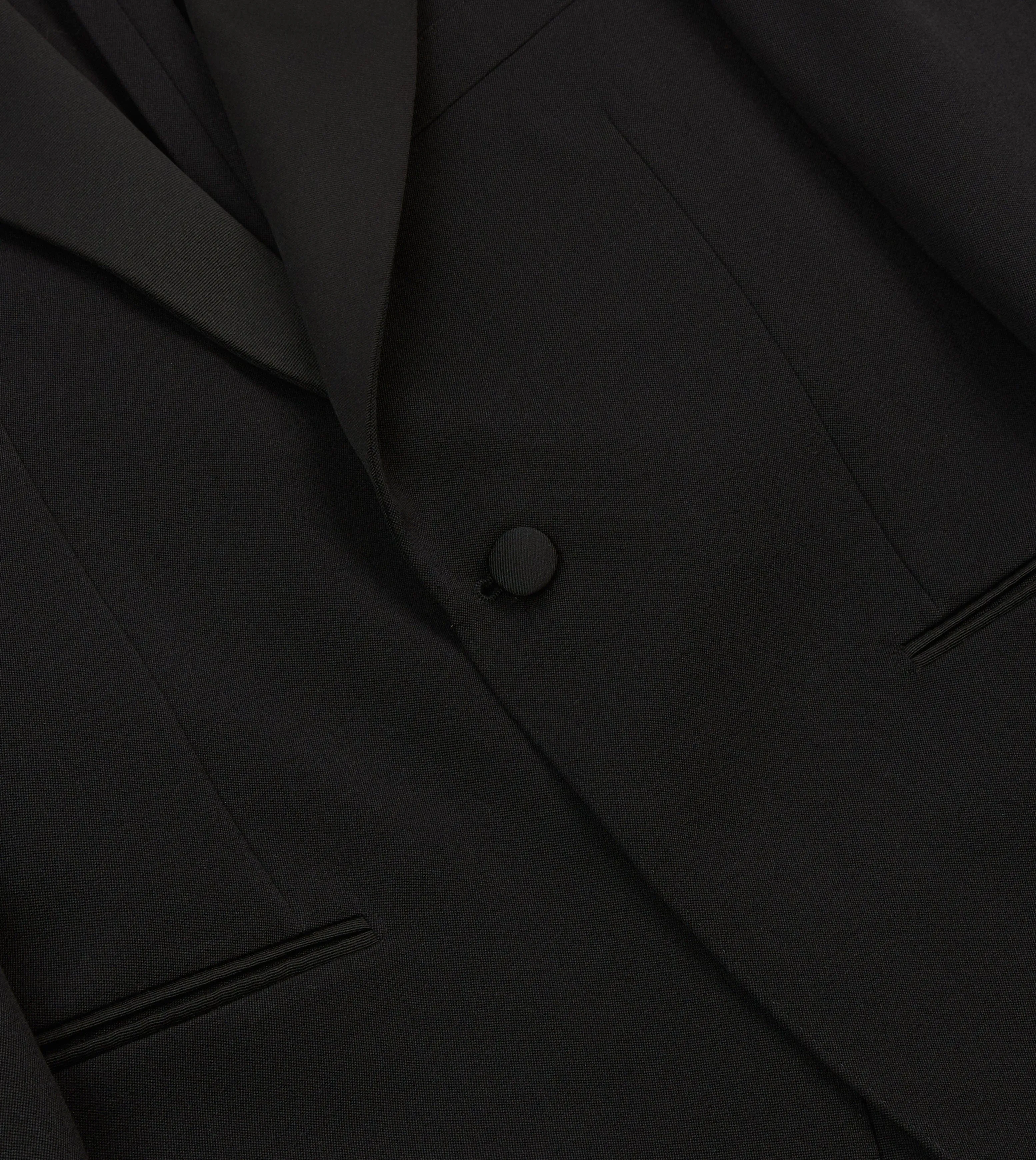 AdjustableHem High Collar Style Black Barathea Wool Dinner Jacket