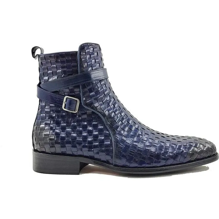 Hiking Comfort Carrucci  Navy Basket Weave Buckle Boots