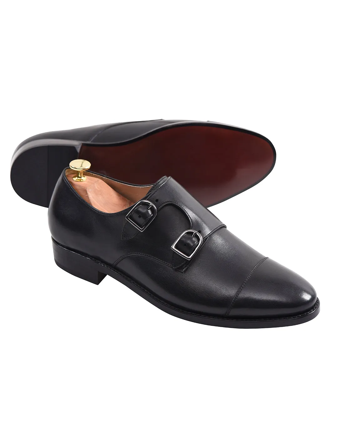 Metal Edge Double Monk Strap Black