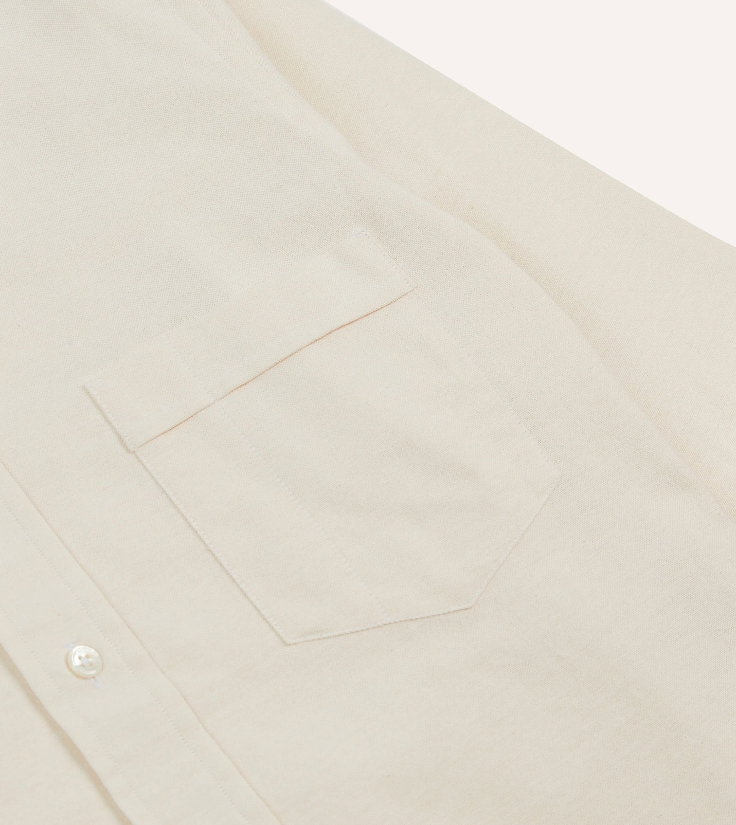 Festive Look Cream Cotton Oxford Cloth Long Point Collar Shirt