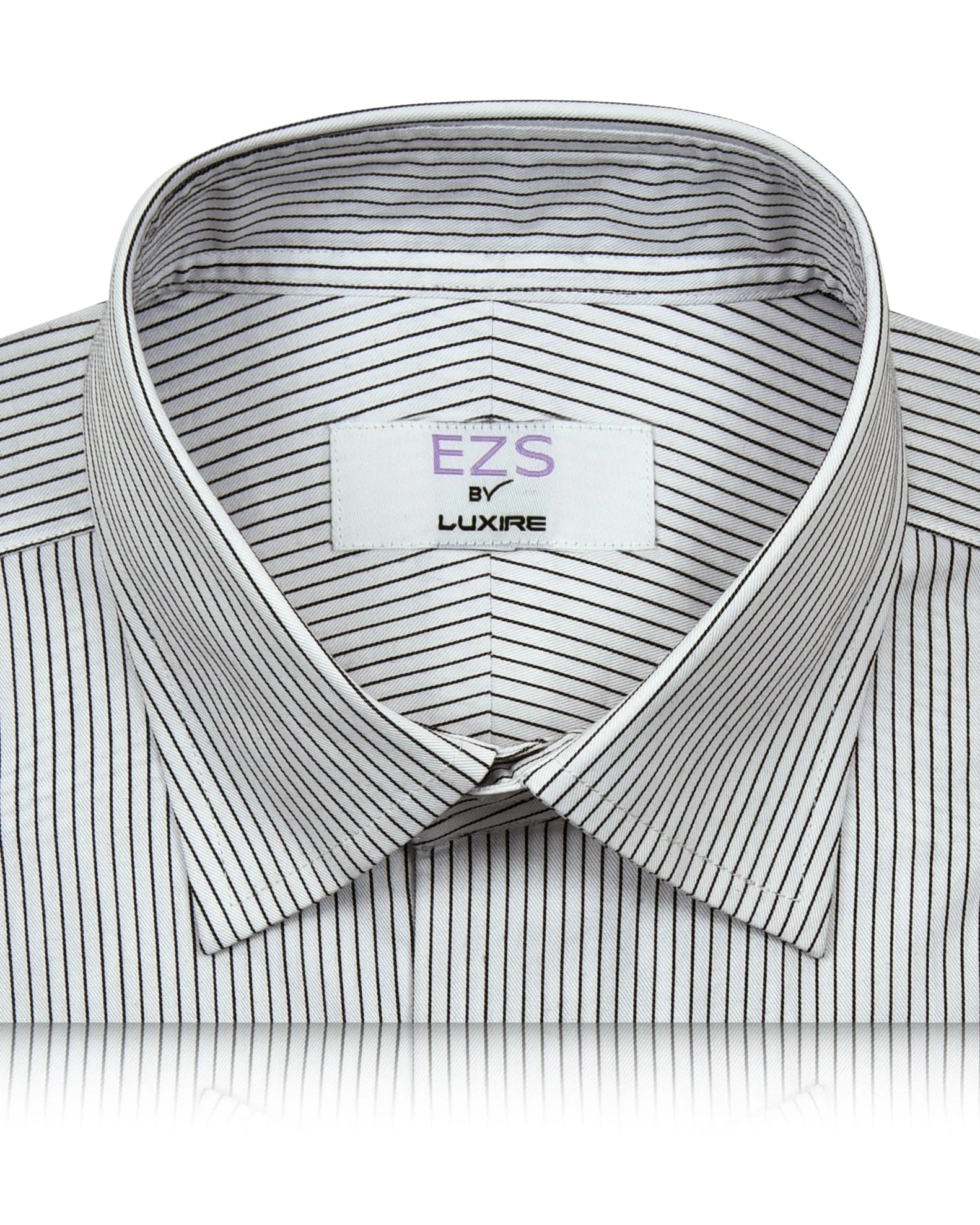 EZS Monti White & Black Pin Stripes Shirt Odorless Binding Tape Modern Style