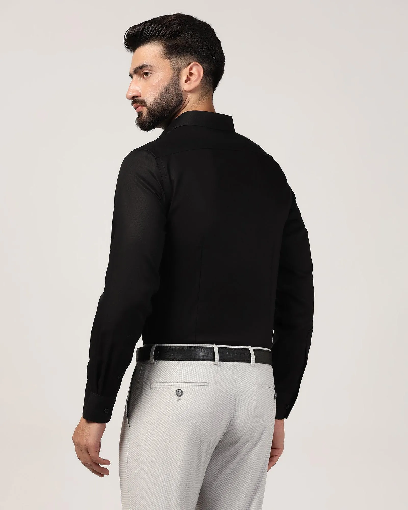 Formal Black Textured Shirt - Wager Snug feel