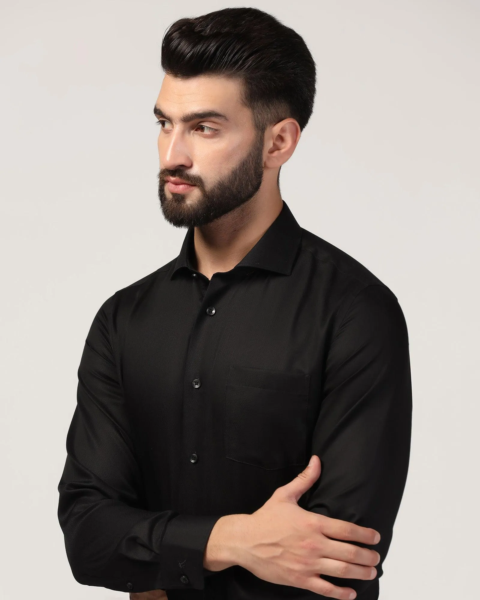 Formal Black Textured Shirt - Wager Trendsetting Design