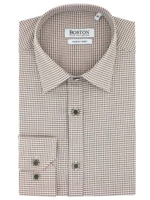 Liberty Casual Brown Square Printed Shirt Performance Fabric Advanced Moisture Management