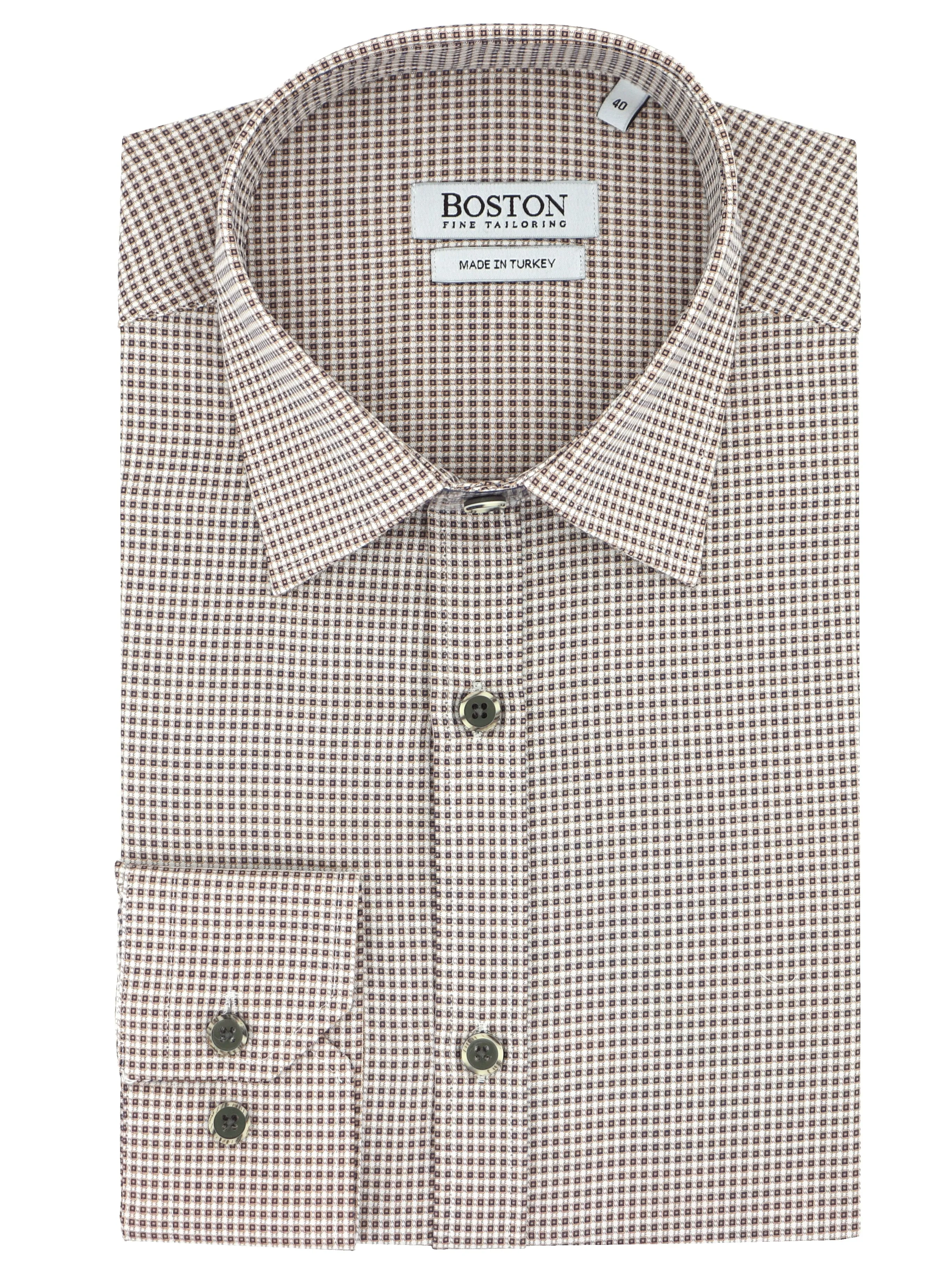 Liberty Casual Brown Square Printed Shirt Performance Fabric Advanced Moisture Management