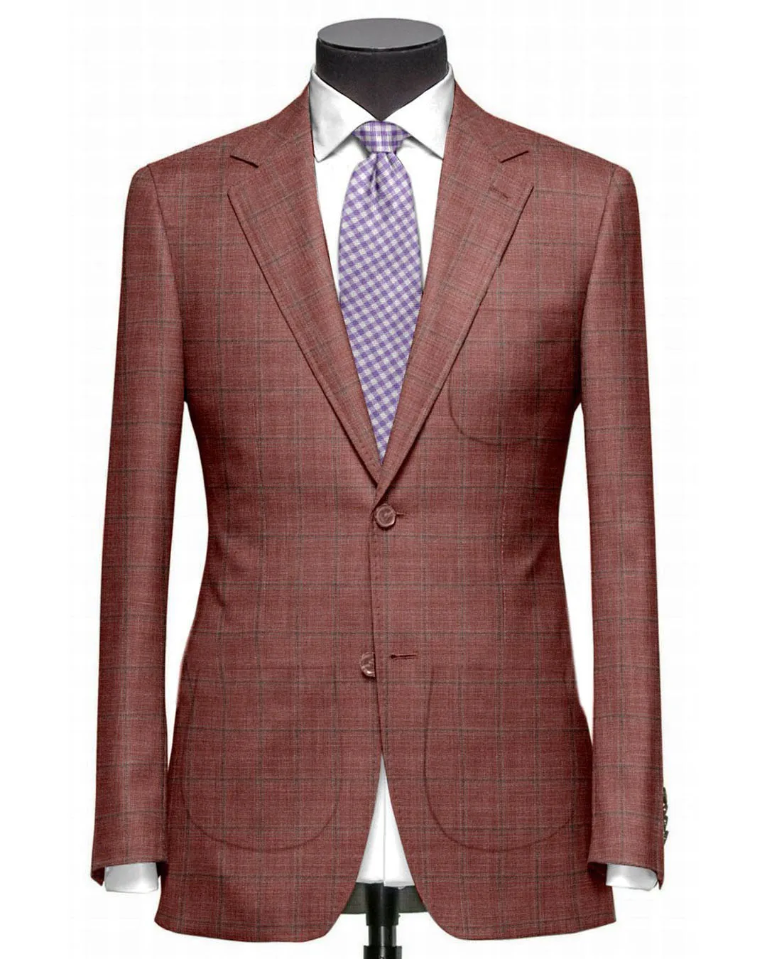 EThomas Dark Salmon Pink Windowpane Checks Jacket Strong Zip Transitional Weather Piece