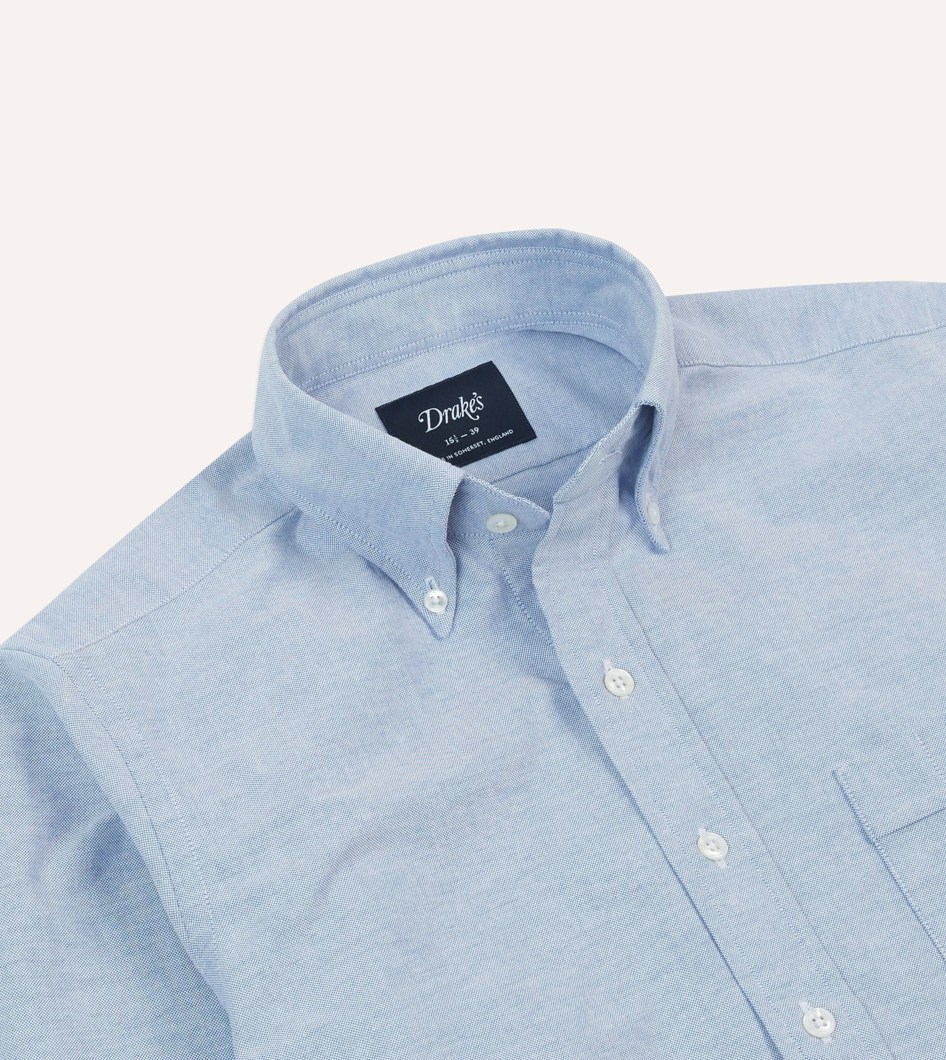 Fashion staples On-The-Go Style Mid-Blue Cotton Oxford Cloth Button-Down Shirt