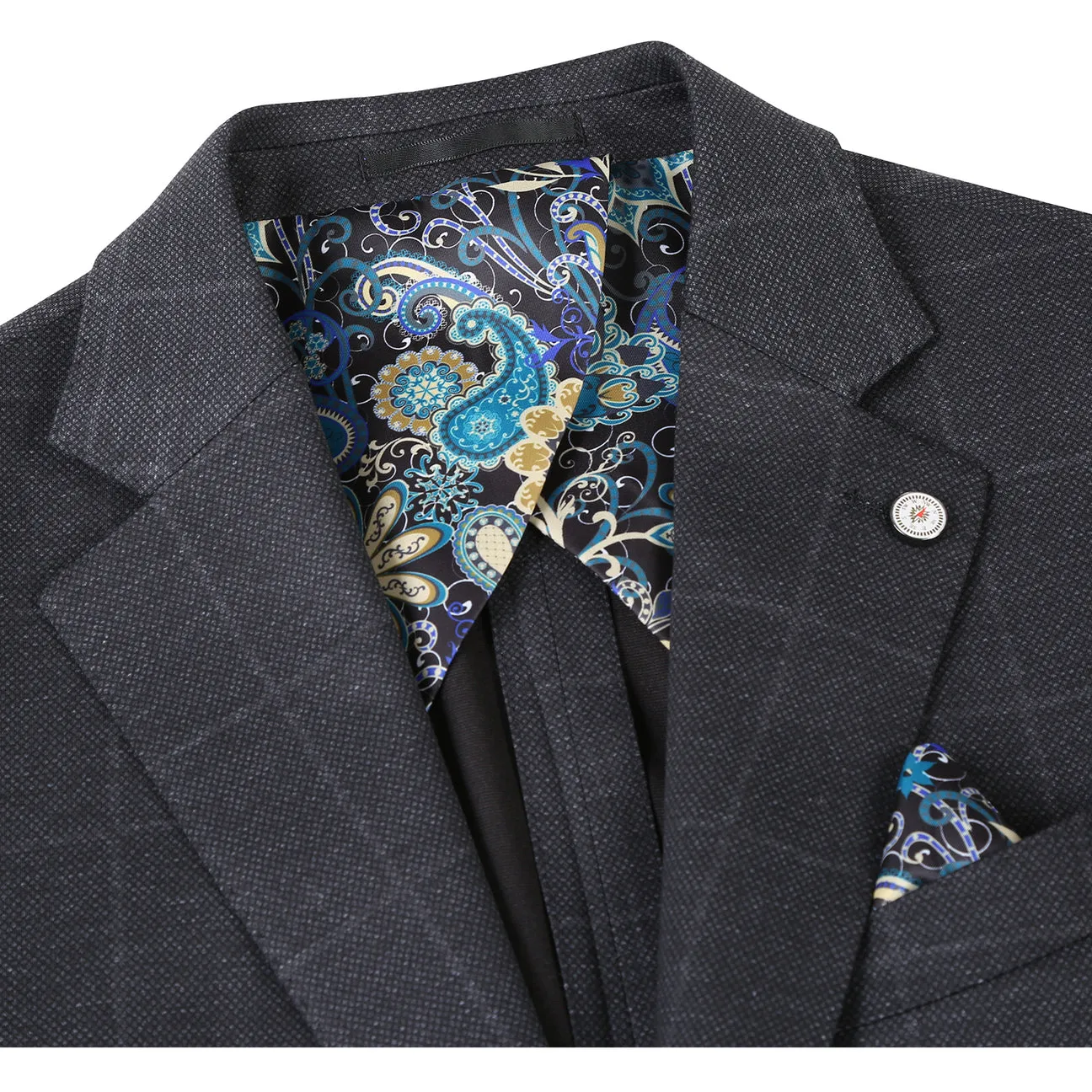 Day To Night Wear Low Profile Fastening Pellagio Men's Half Canvas Blazer Ink Blue PF24-7