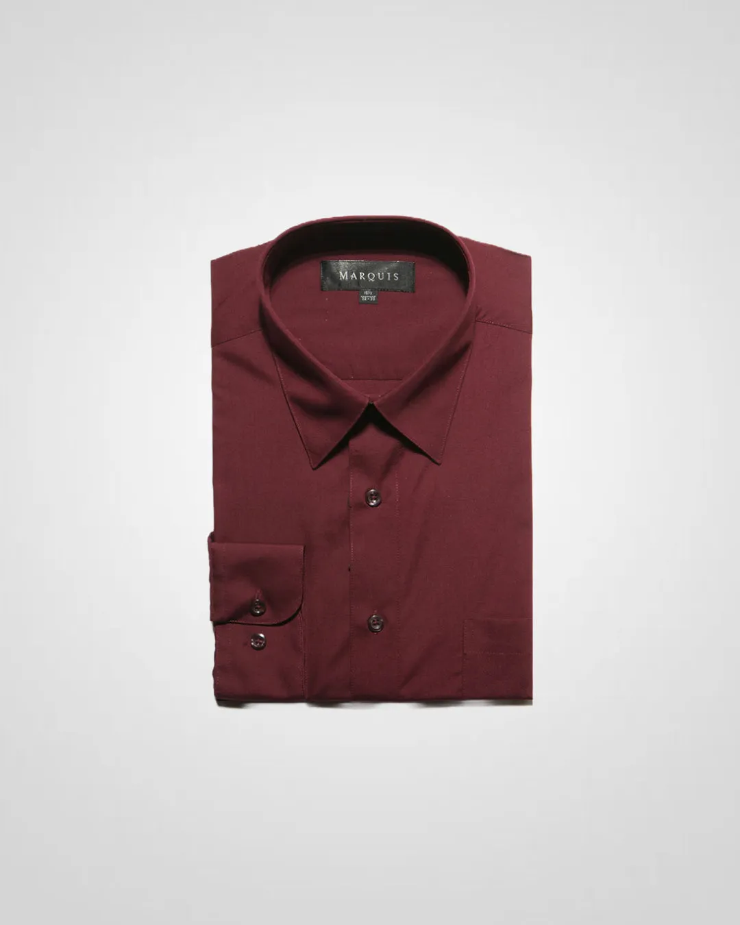 Long Sleeve MARQUIS MEN'S SOLID BURGUNDY CLASSIC FIT DRESS SHIRT