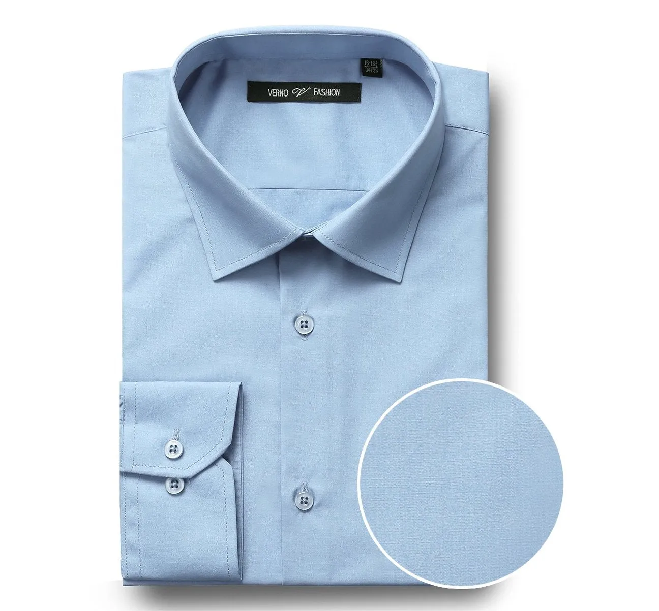 Perfect Fit Casual Friday VERNO Sky Blue Classic/Regular Fit Long Sleeve Spread Collar Dress Shirt TC646
