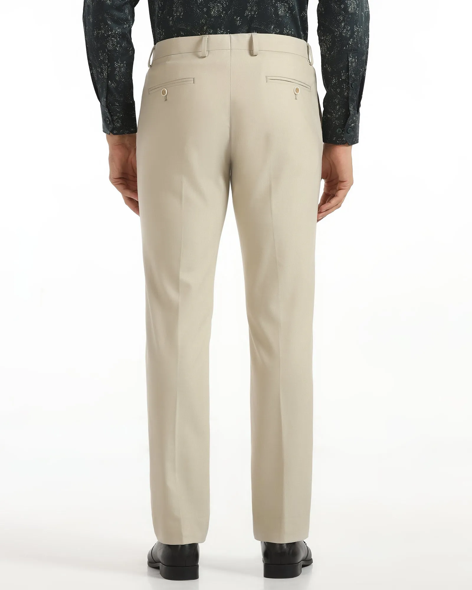 Temp Tech Slim Comfort B-95 Formal Beige Textured Trouser - Iceberg pilling resistant Dynamic Fit