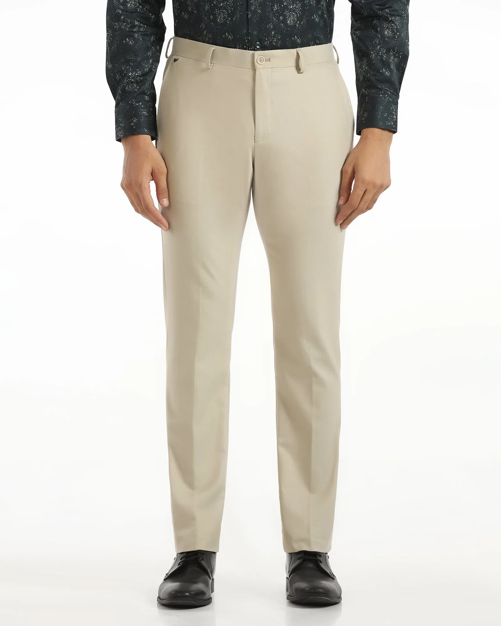 Temp Tech Slim Comfort B-95 Formal Beige Textured Trouser - Iceberg Flexible Knee Panels Comfy Wardrobe