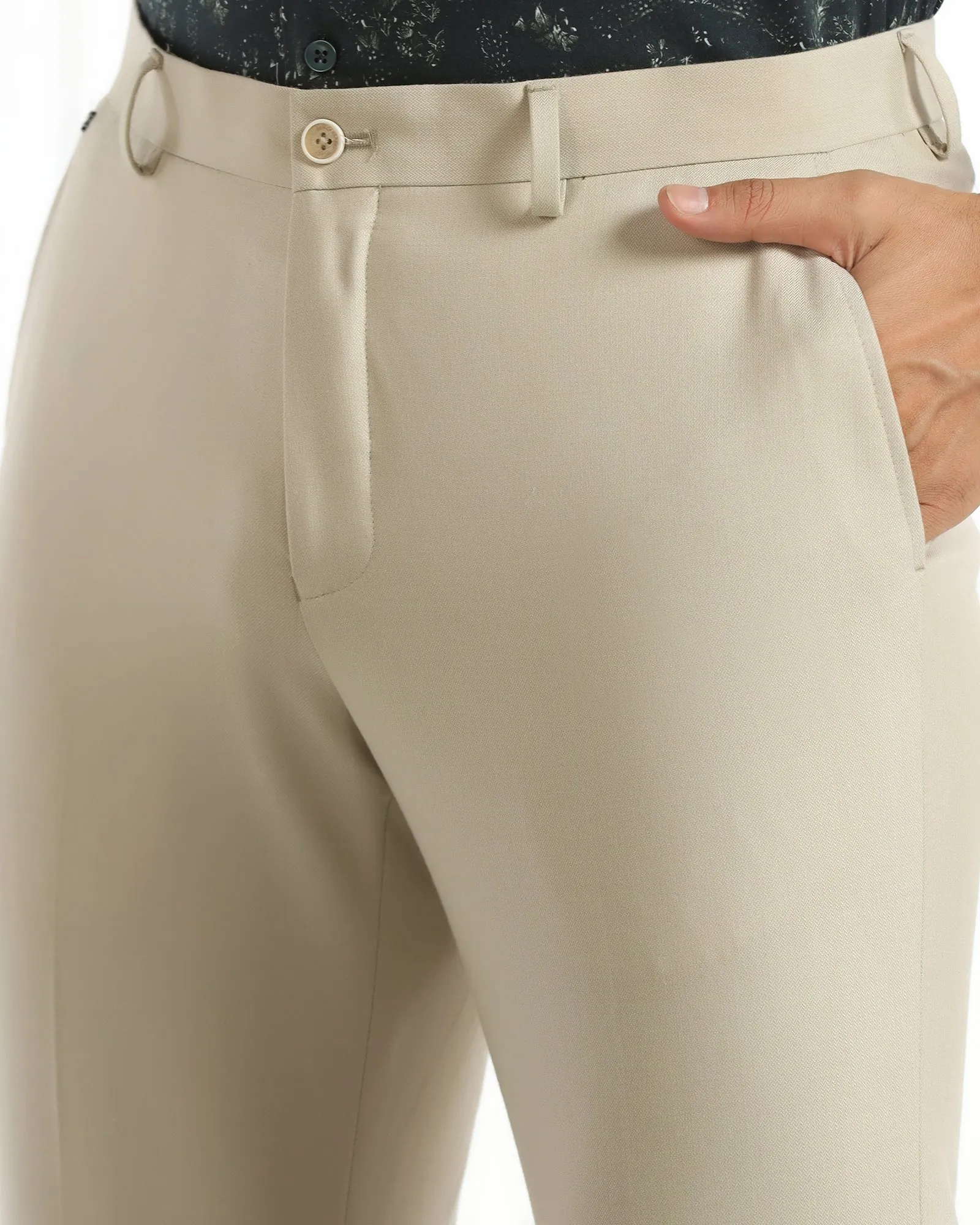 Sport Comfort Temp Tech Slim Comfort B-95 Formal Beige Textured Trouser - Iceberg