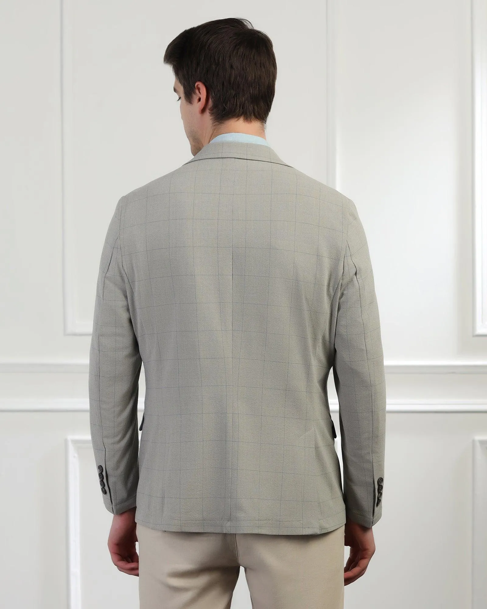 Casual Light Grey Check Blazer - Marcus MultiPocket Configuration Adjustable Hood