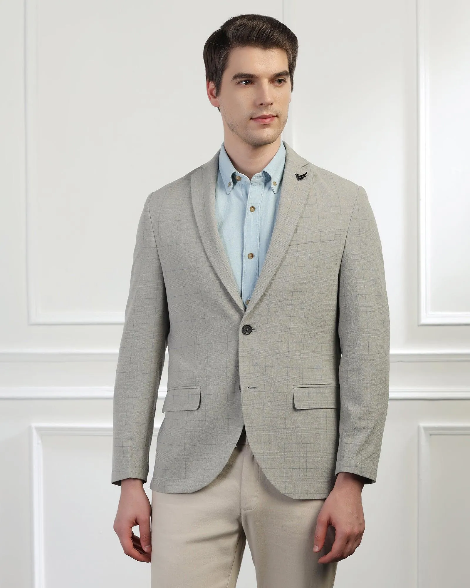 Casual Light Grey Check Blazer - Marcus Everyday apparel OdorControl Treatment