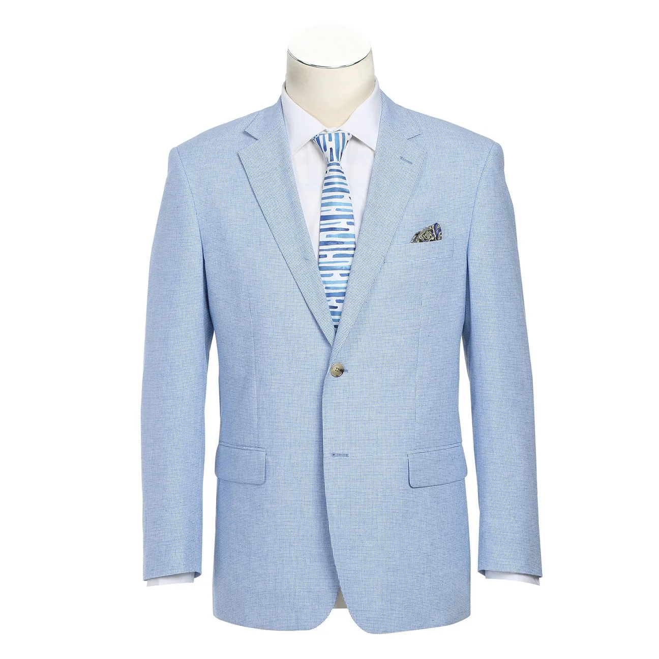 Compressed Packing Design Alessandro Vitello by Renoir Classic Fit Blazer Linen/Cotton Sport Coat Blue 610-6