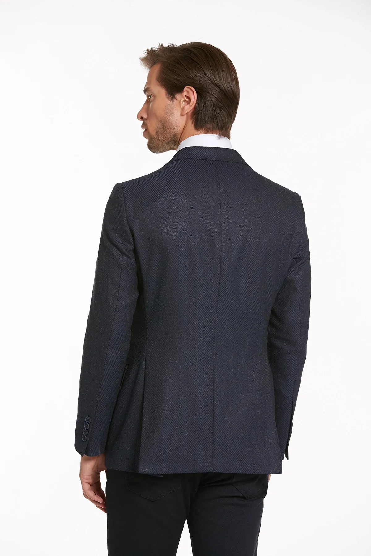 Clean Jacket Detail Travel Light Fit Slim Fit Navy Peak Lapel Casual Blazer