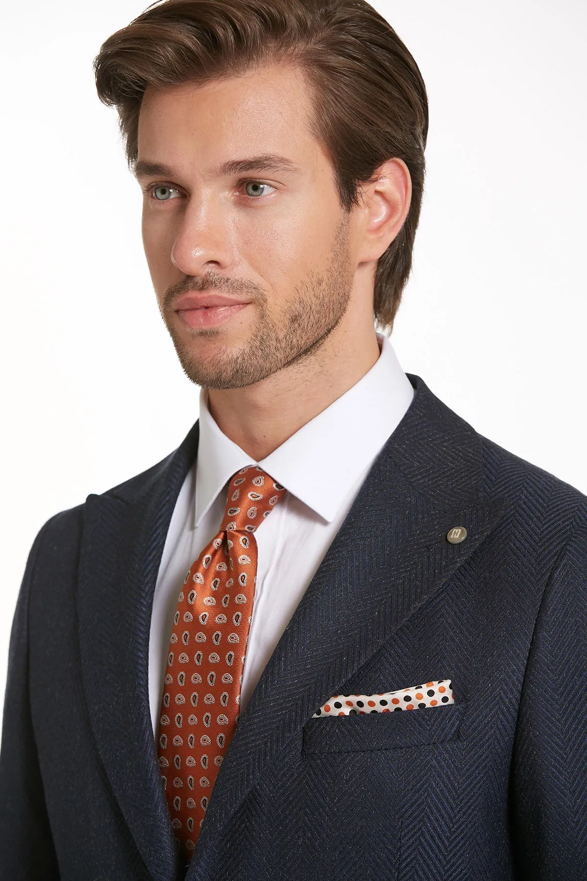 Stormproof Zipper Plaid Print Slim Fit Navy Peak Lapel Casual Blazer