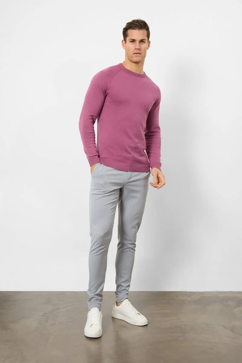 Cotton Crew Neck in Mulberry Car Cool Lightweight Material
