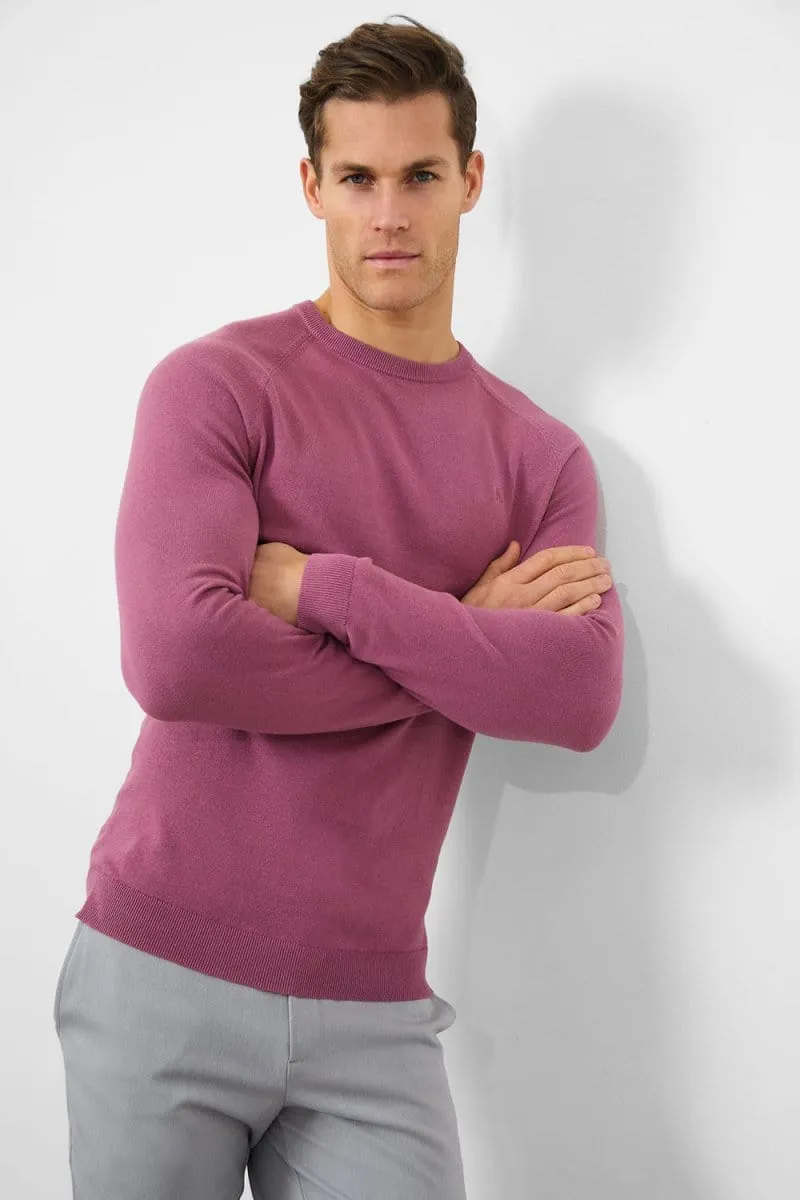 Cotton Crew Neck in Mulberry SlipResistantHem