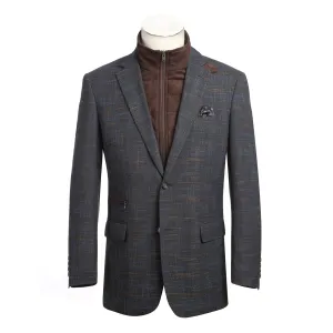Roll up sleeves Alessandro Vitello by Renoir Classic Fit Bib Gray Blue Blazer 294-33