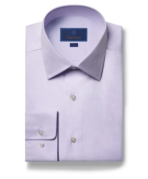 David Donahue Royal Oxford Trim Fit Dress Shirt in Lilac Stretchy Cloth