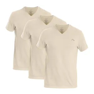 Soft Brushed Finish Fun Style MEN??S BEIGE COTTON RICH V-NECK TSHIRT (SLIM FIT) - 3 PK