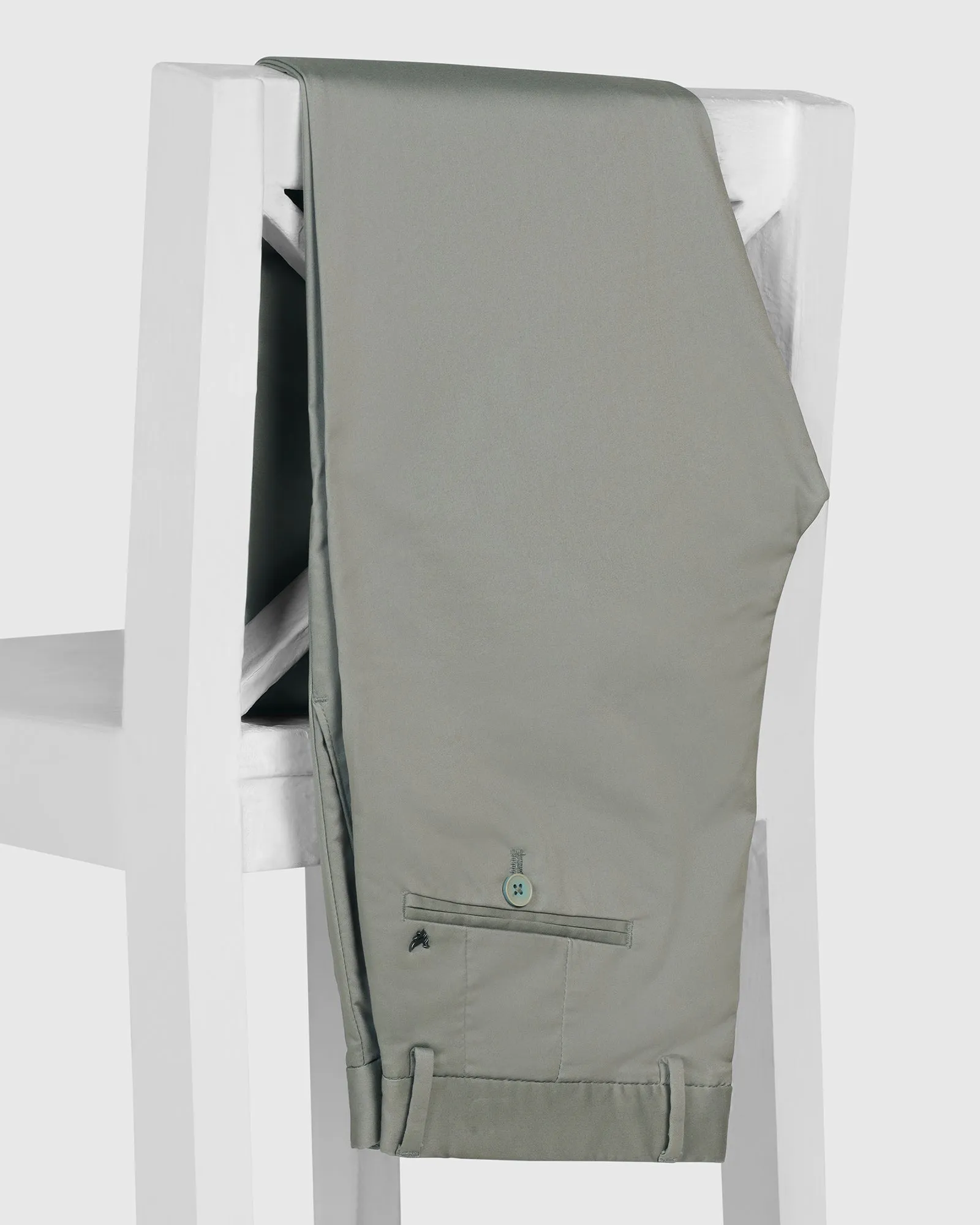 Temp Tech Slim Fit B-91 Casual Light Olive Solid Khakis - Peter Double Needle Stitching