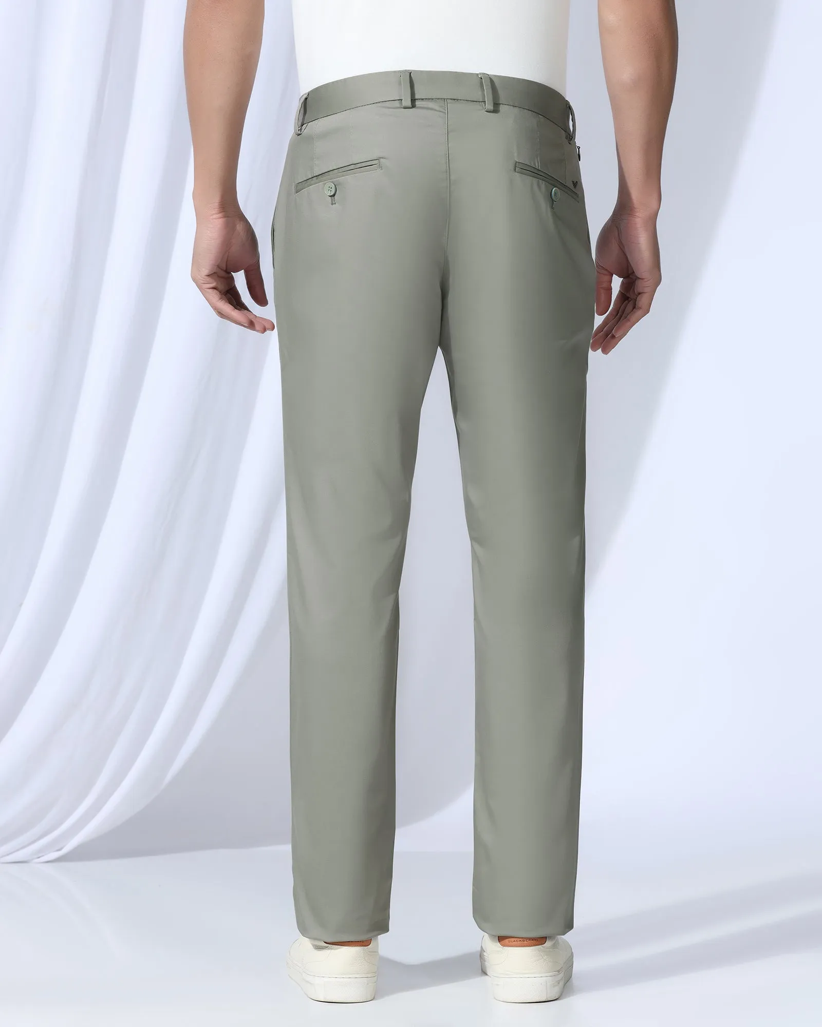 Temp Tech Slim Fit B-91 Casual Light Olive Solid Khakis - Peter SoftTouchFinish