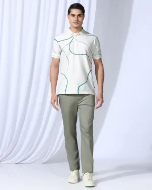 Temp Tech Slim Fit B-91 Casual Light Olive Solid Khakis - Peter Active Motion