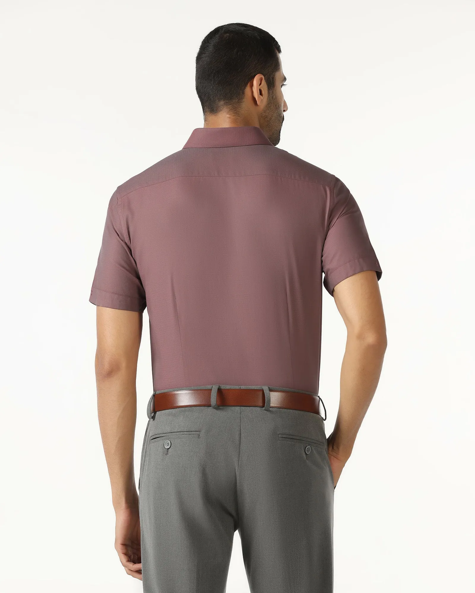 Red Half Sleeve Textured Shirt - Zander Seamless Shoulder Eco friendly materials