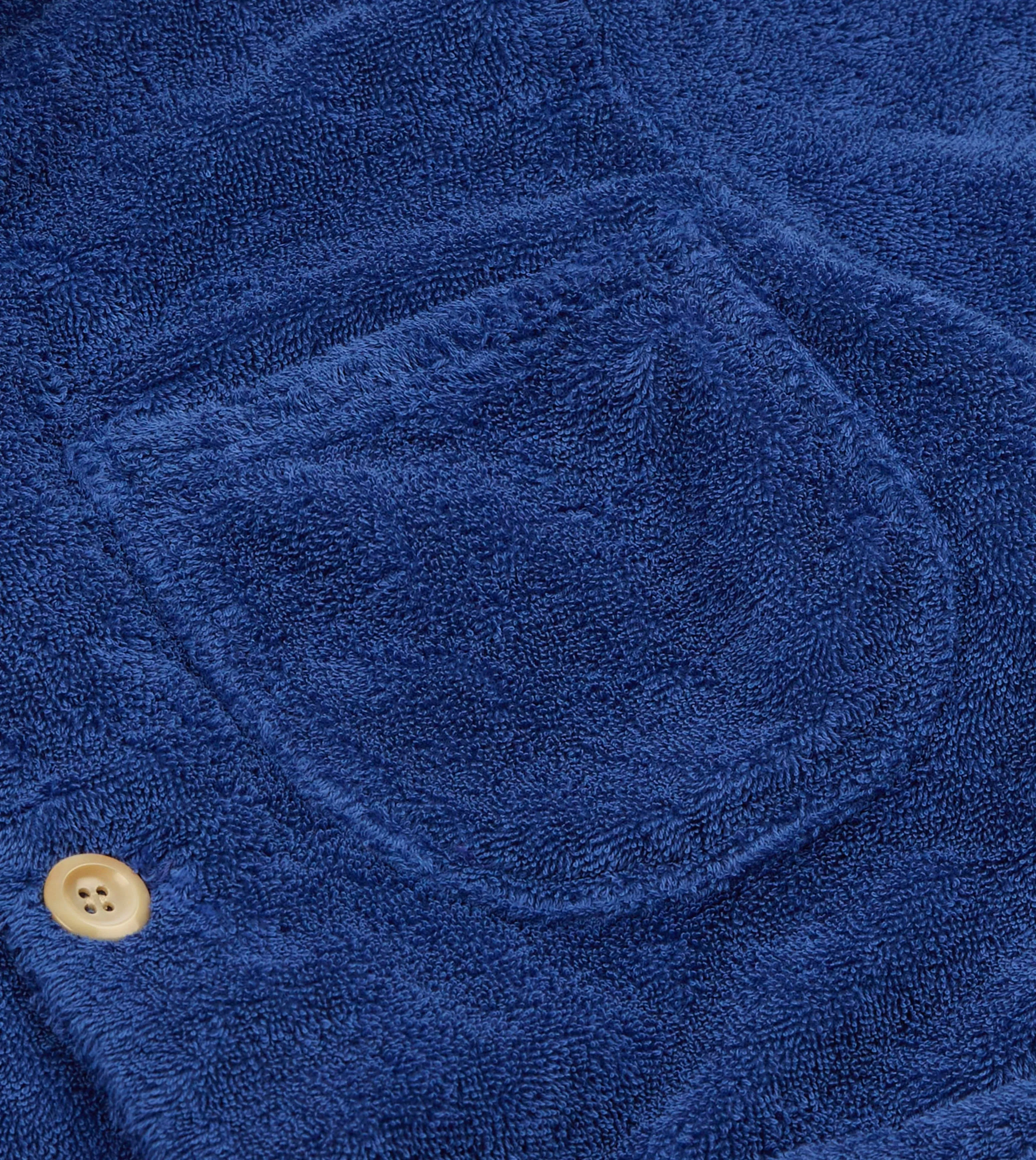 Blue Cotton Terry Towelling Short Sleeve Safari Shirt Organic Cotton