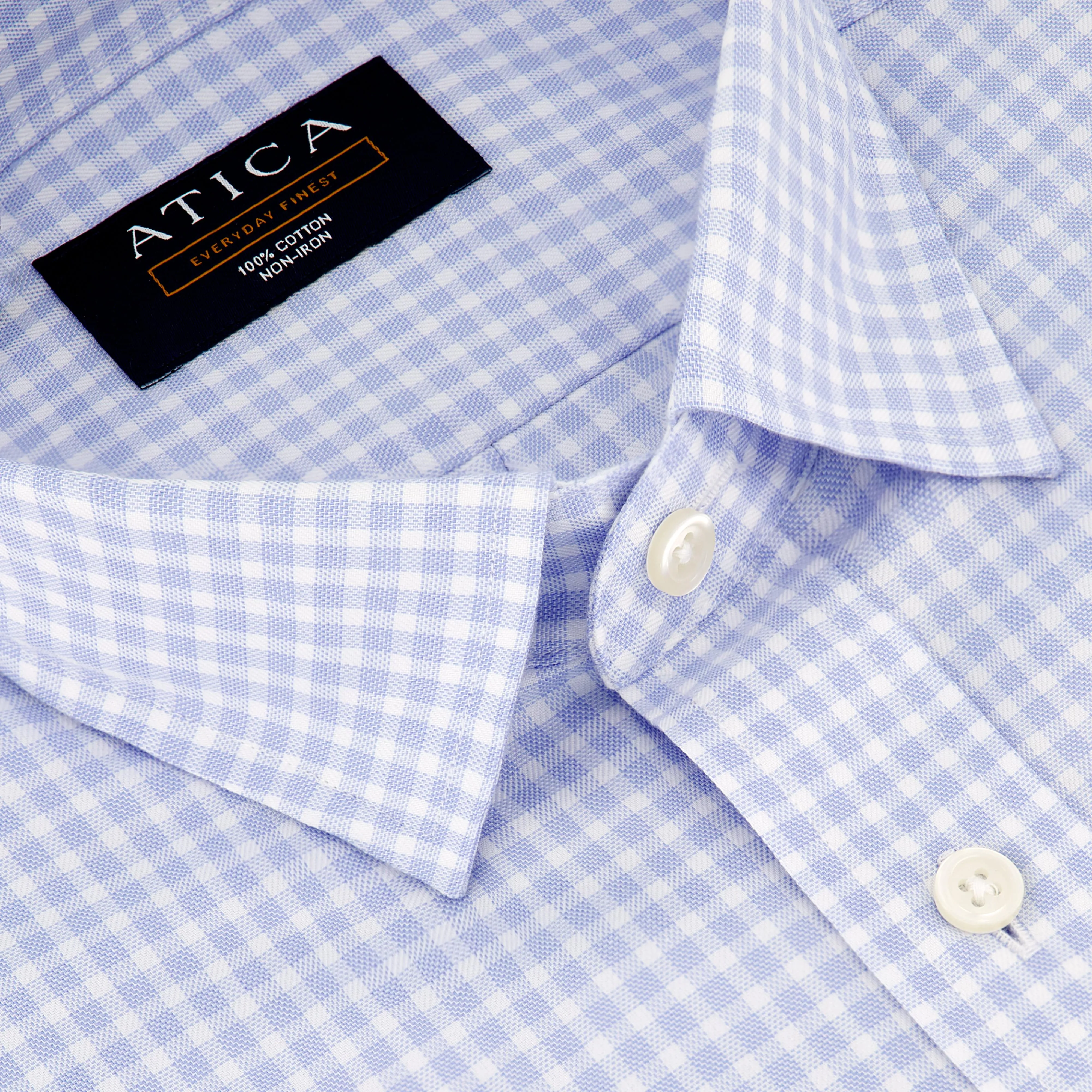 EVERYDAY Light Blue Gingham Shirt Reinforced Collar