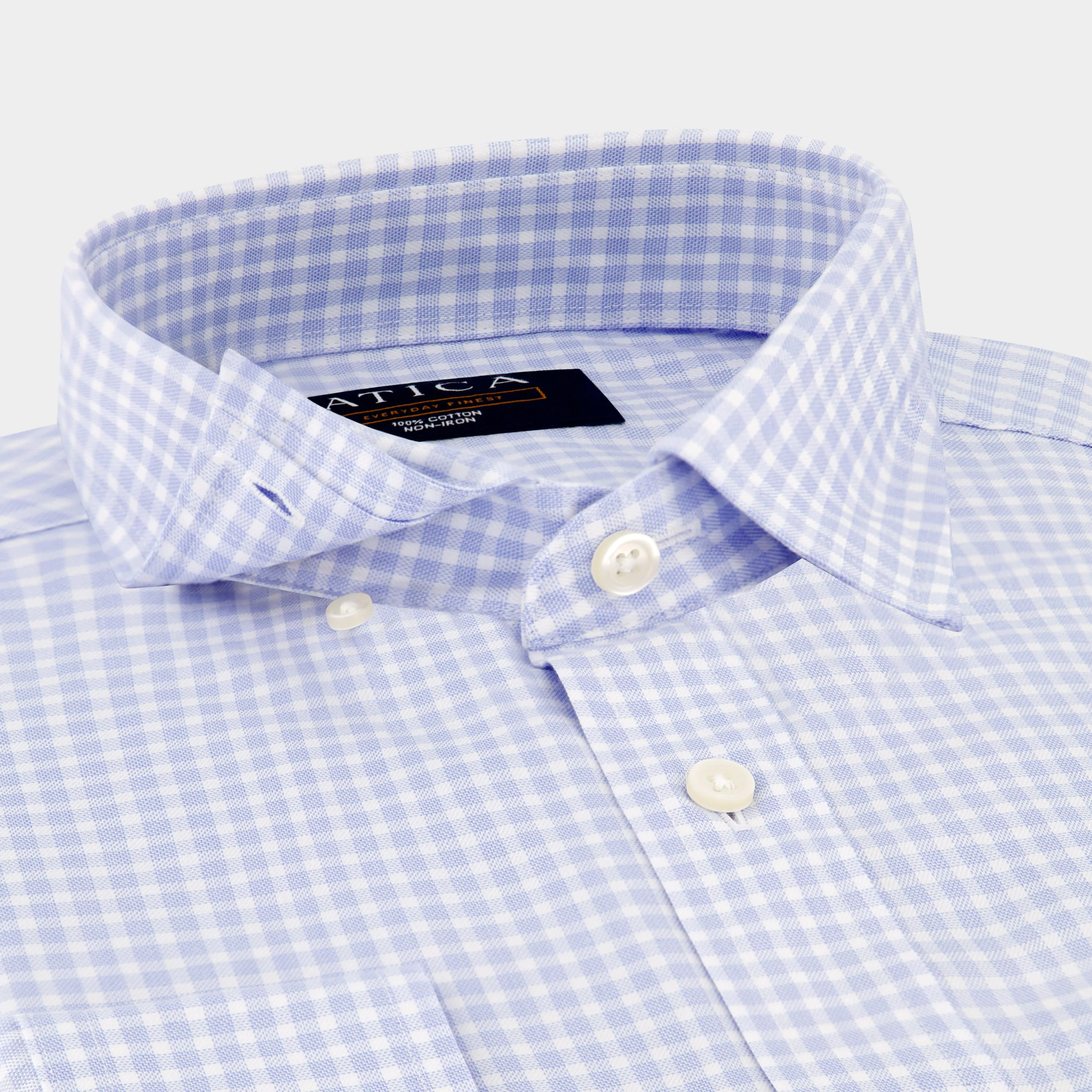 Outdoor Adventure Fitted Shape EVERYDAY Light Blue Gingham Shirt