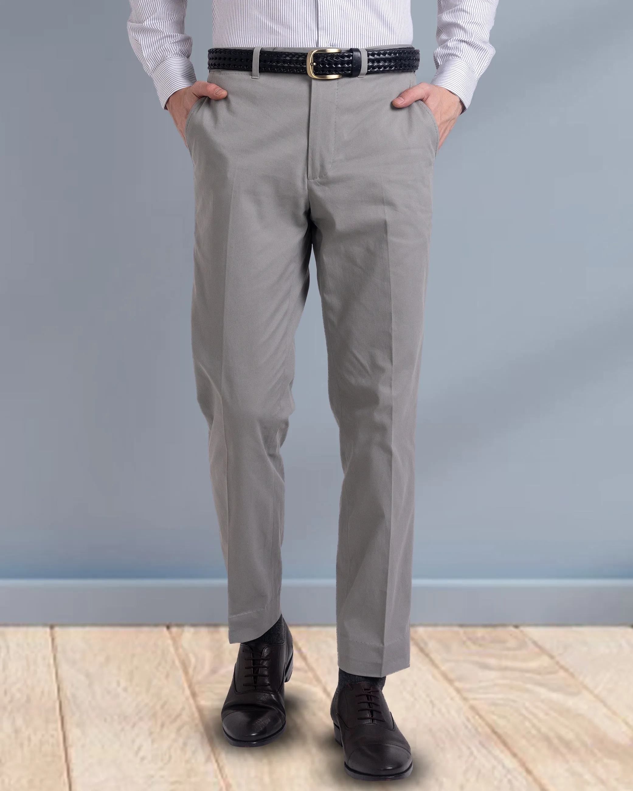 Genoa Dark Grey Dress Pant Quick Adjust Fit Plaid detail