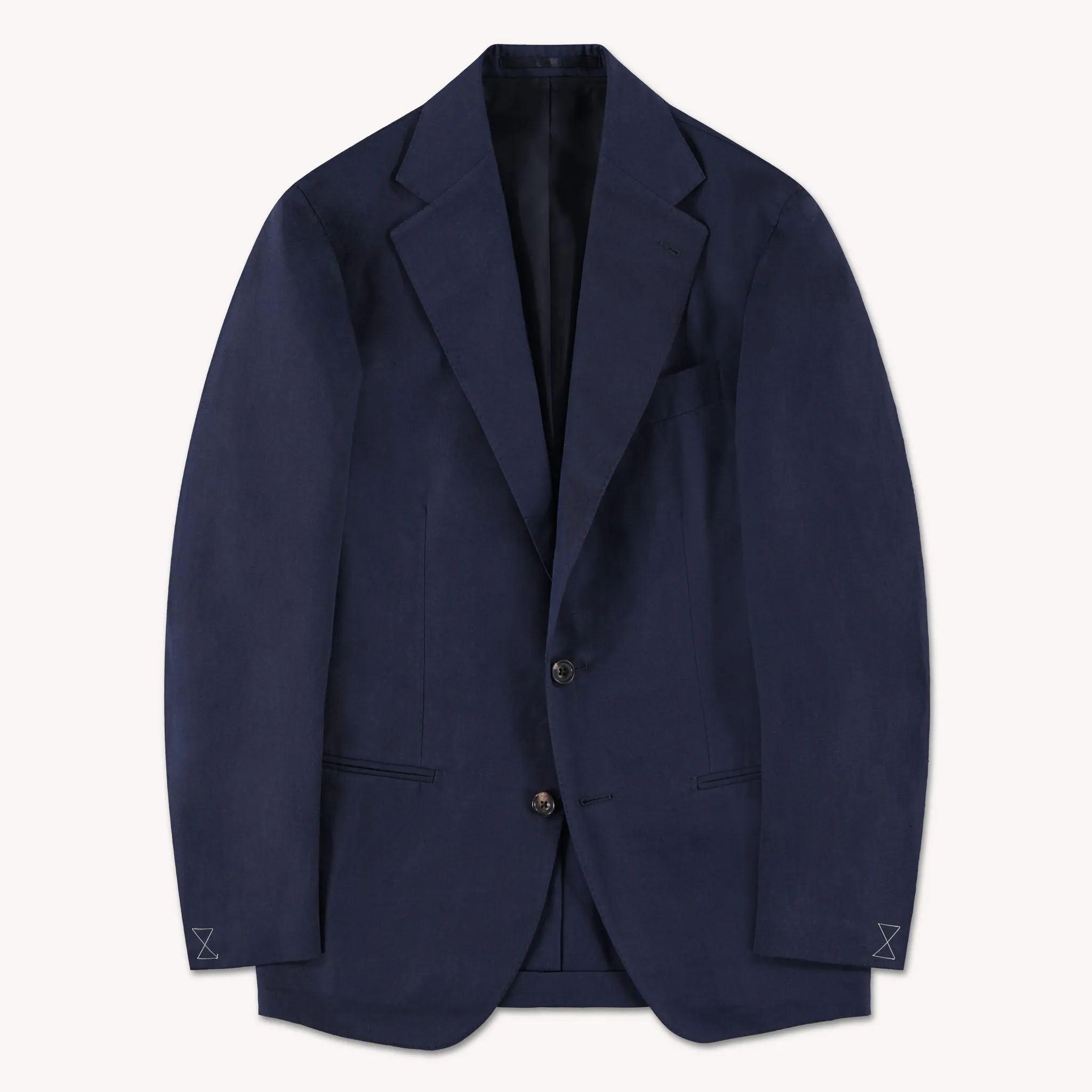 Lightweight Thermal Tech Navy Cotton/Linen Single Breasted Waverly Suit