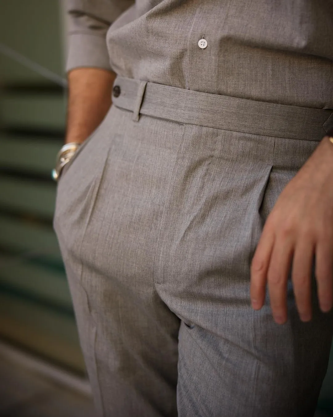 Vitale Barberis Canonico Light Grey Tropical Worsted Pant Movement Comfort Low Rise Fit