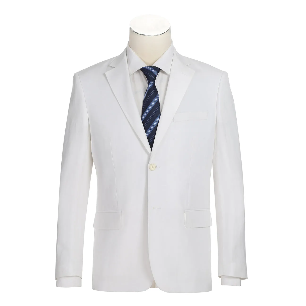 Reinforced Seam Durability Magnetic Fasteners Pellegio Slim Fit Checked Linen Suit in White